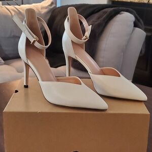 White Ankle Strap Heels